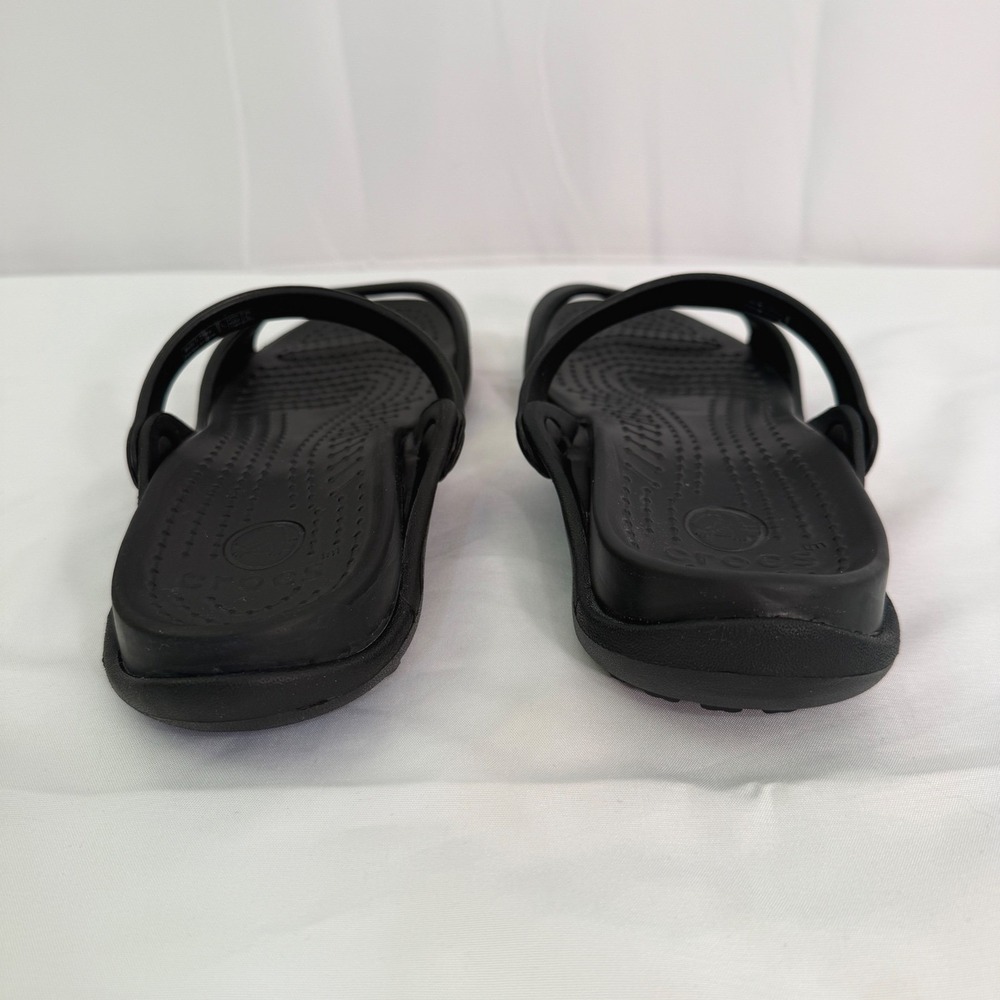 Crocs Cleo II Black Dual Strap Slide Sandals Womens Size 7 Water Friendly Shoes - Picture 7 of 16